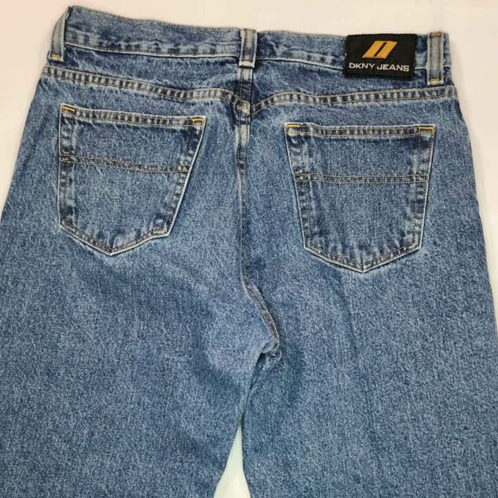 Vtg 90s DKNY Baggy Wide Leg Carpenter Jeans Sz 32x30 Faded Distress JNCO Style
